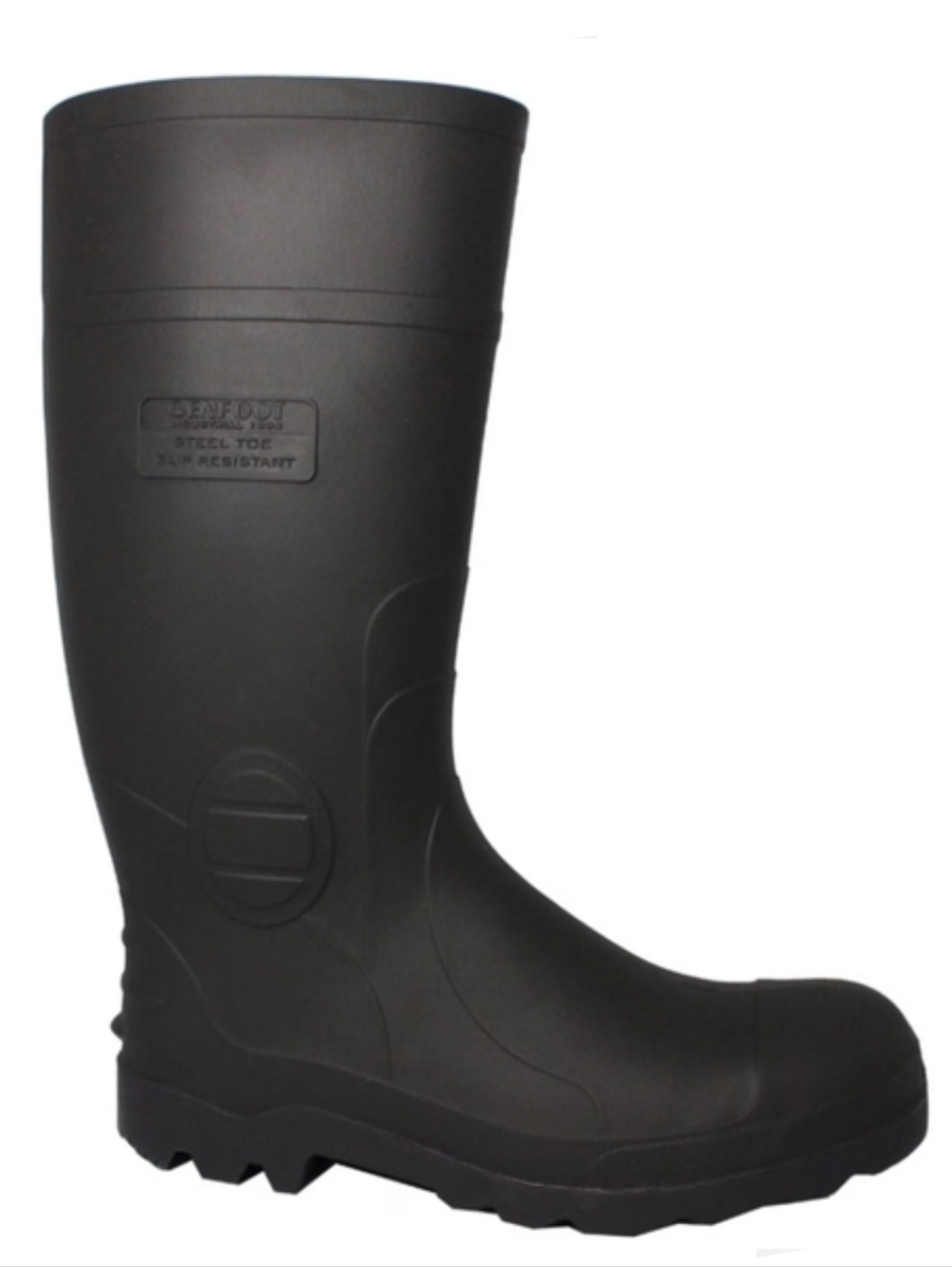 Black Steel Toe Work Boots Rain Water and Slip Resistant Womens 9.5 10 Rubber